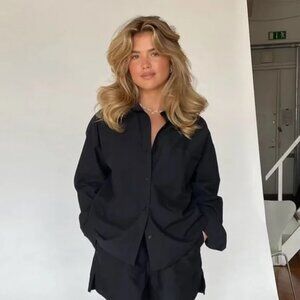 NWT Djerf Avenue Black Breezy Button Up Top!